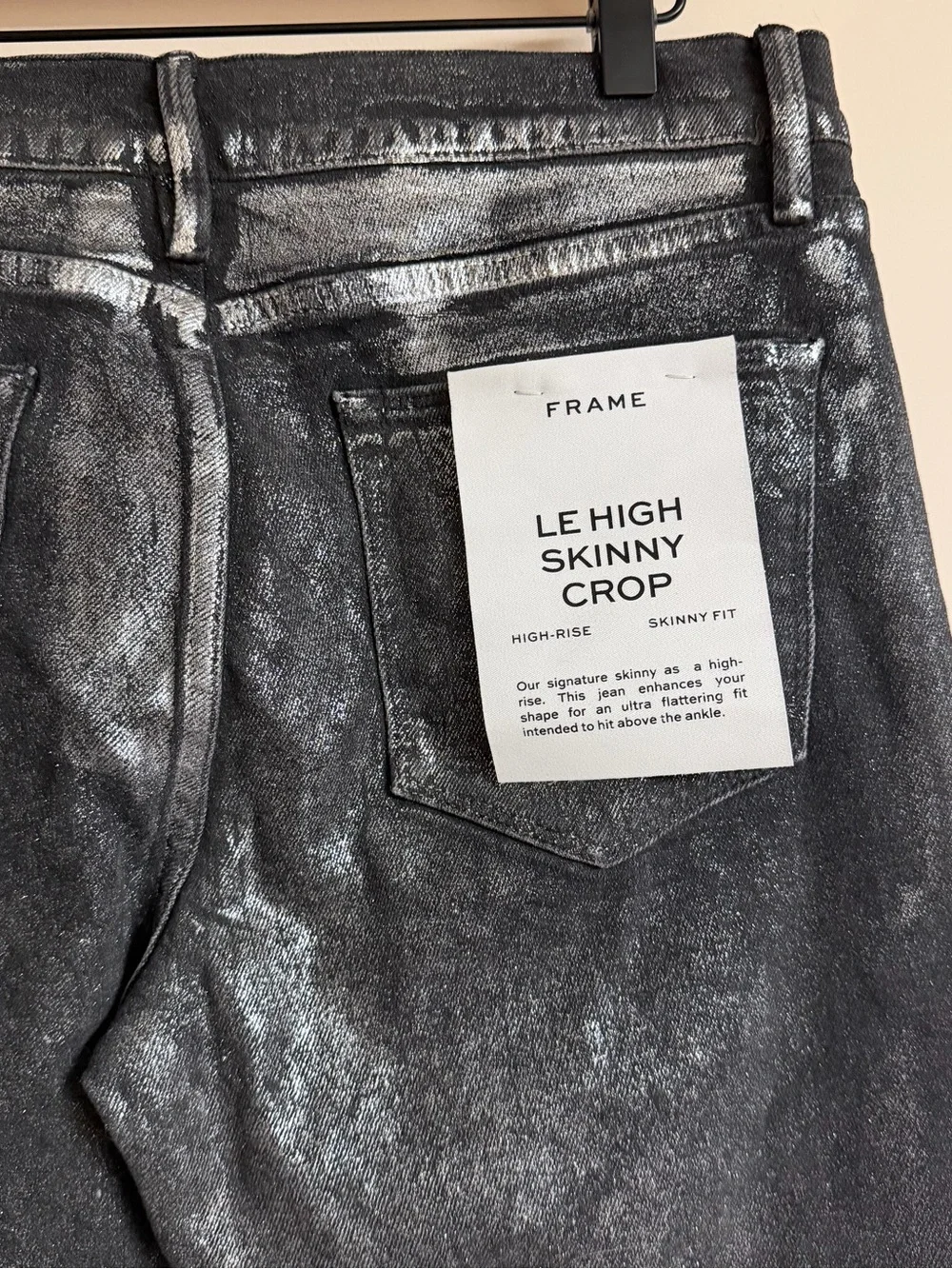 NWT Frame Denim Le High Skinny Crop Silver Metallic Jeans Size 29